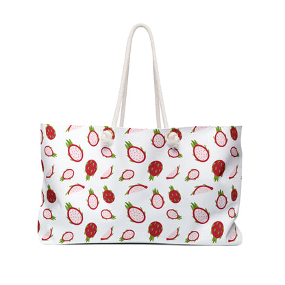 Dragonfruit Pattern Weekender Bag – Vibrant Tropical Travel Tote featuring a colorful dragonfruit design, spacious 24x13 size with durable rope handles, ideal for stylish, joyful getaways, and everyday use.