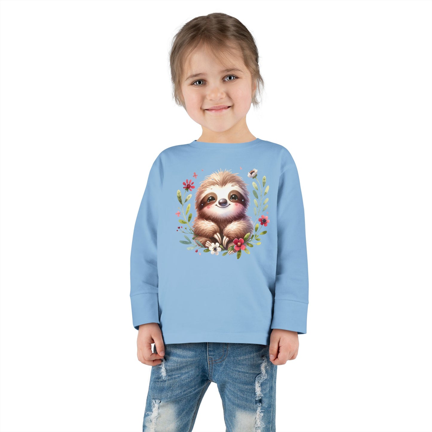 Cute Sloth Design Toddler Long Sleeve Tee -