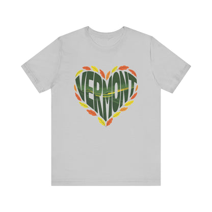 Vermont Love Bella+Canvas Unisex T-Shirt showcases a relaxed, outdoorsy style, perfect for nature enthusiasts. Features retail fit, ribbed collar, and shoulder tape, reflecting FireBrook Essentials' commitment to comfort and positivity.