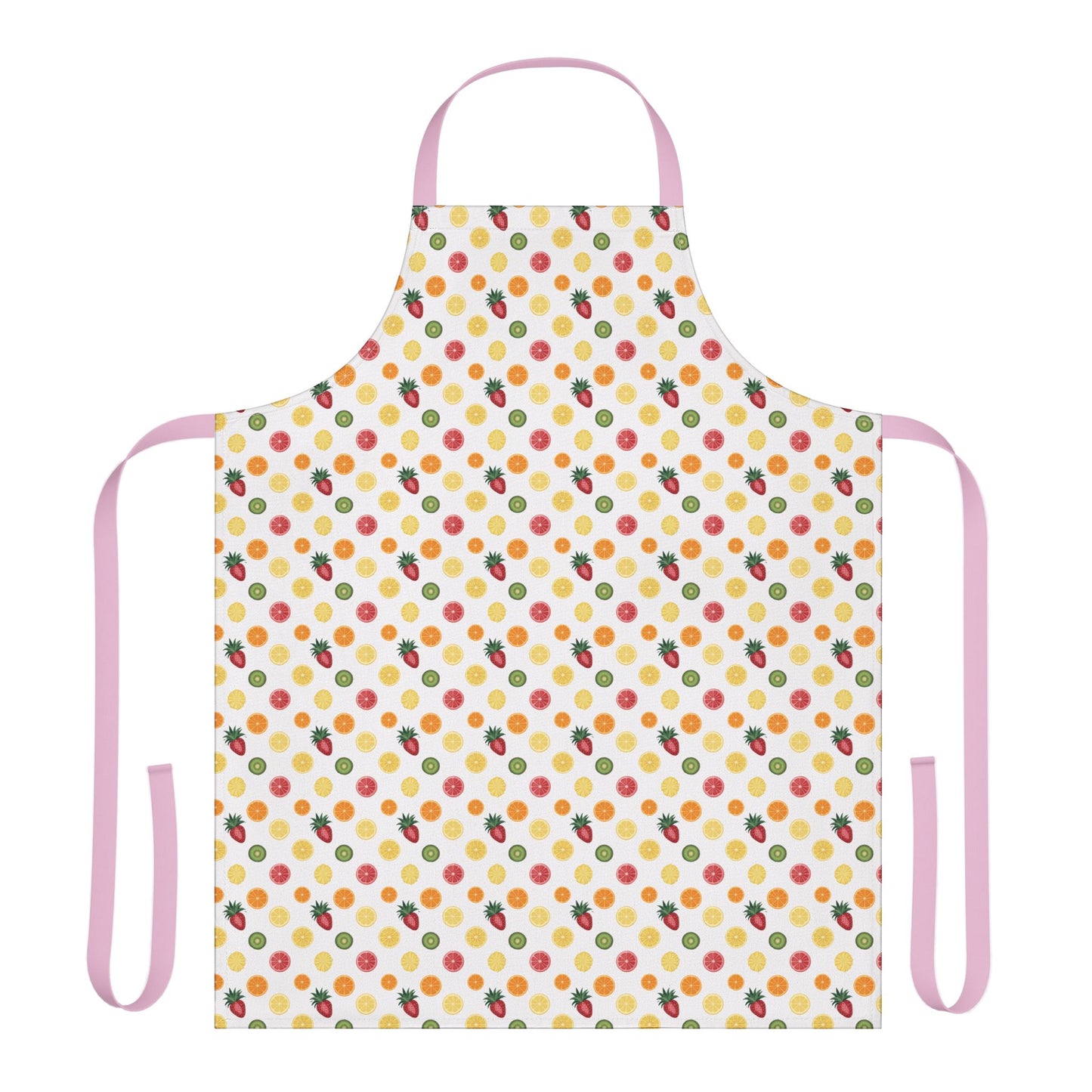 Apron, Fruit Slice Design, 5-Color Straps: A vibrant apron displaying a pattern of sliced fruits, ideal for cooking or baking, reflecting FireBrook Essentials' commitment to stylish and joyful living.