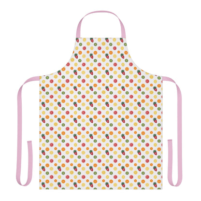 Apron, Fruit Slice Design, 5-Color Straps: A vibrant apron displaying a pattern of sliced fruits, ideal for cooking or baking, reflecting FireBrook Essentials' commitment to stylish and joyful living.