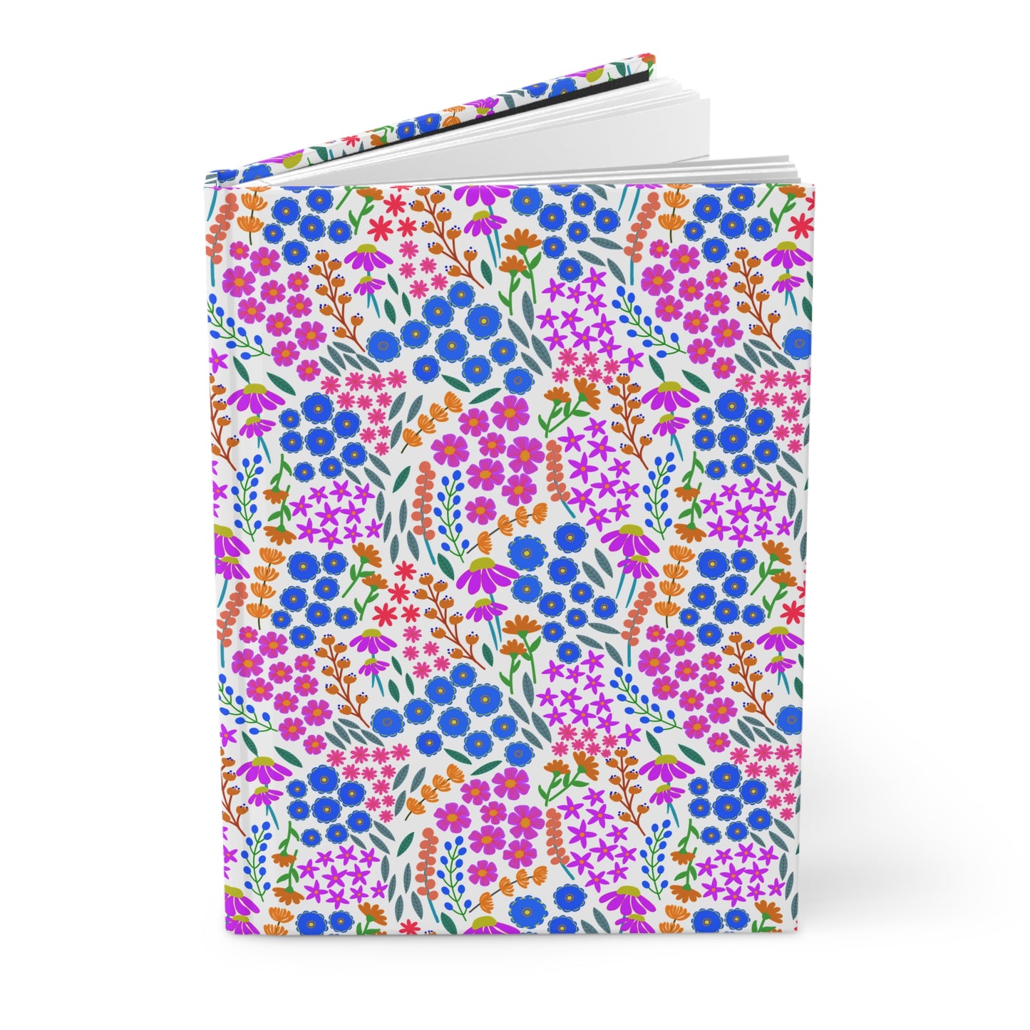 HARDCOVER JOURNAL, MATTE, RULED, 5X7, SEWN BIND, CLEAN-TEAR PAGES – WILDFLOWER PARADE: A floral-patterned hardcover journal with a matte finish, featuring 150 lined, perforated pages for easy tearing, perfect for joyful, everyday use.