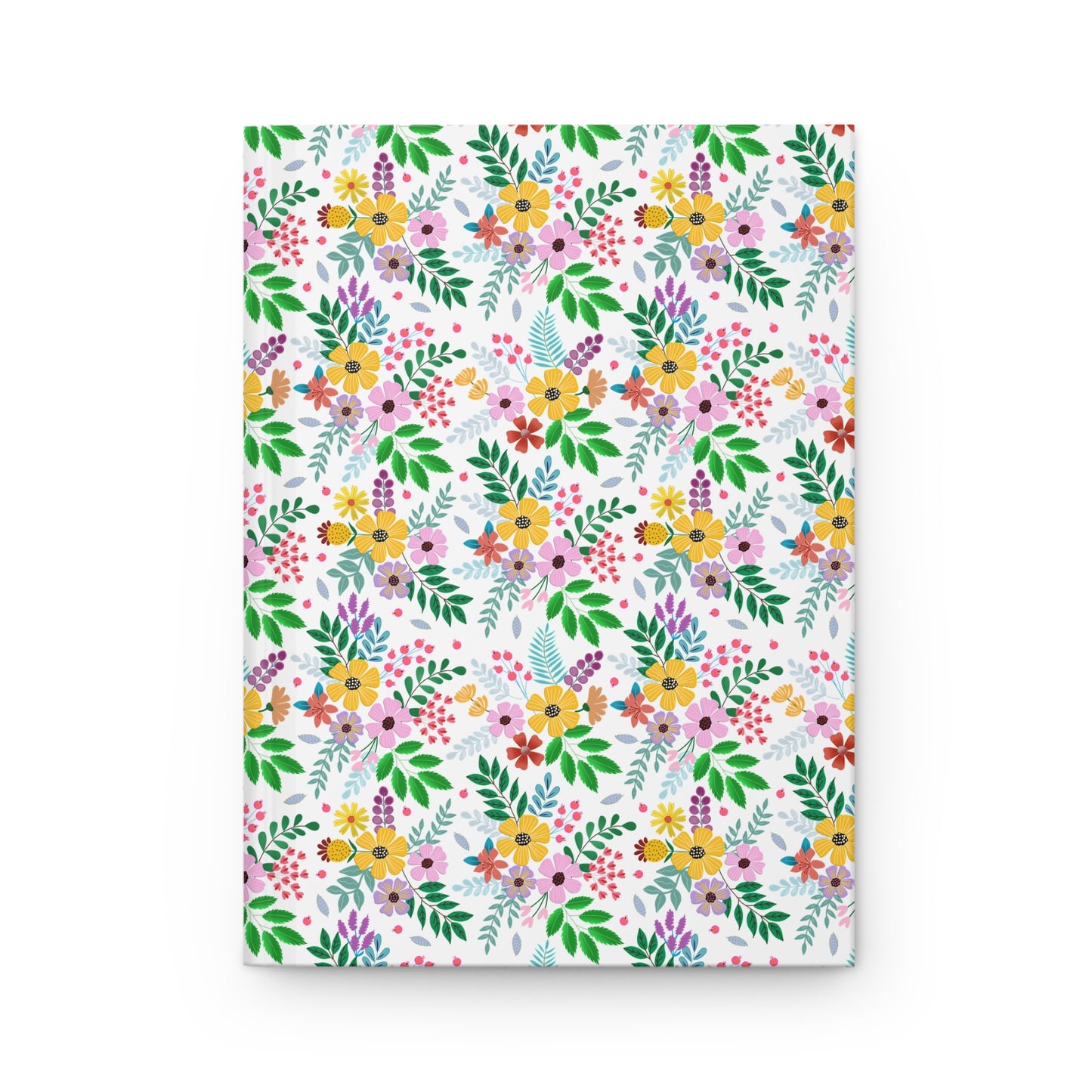 HARDCOVER JOURNAL, MATTE, RULED, 5X7, SEWN BIND, CLEAN-TEAR PAGES – BOTANICAL BURST features a vibrant floral pattern on a durable, matte laminated cover, ideal for stylish, joyful note-taking.