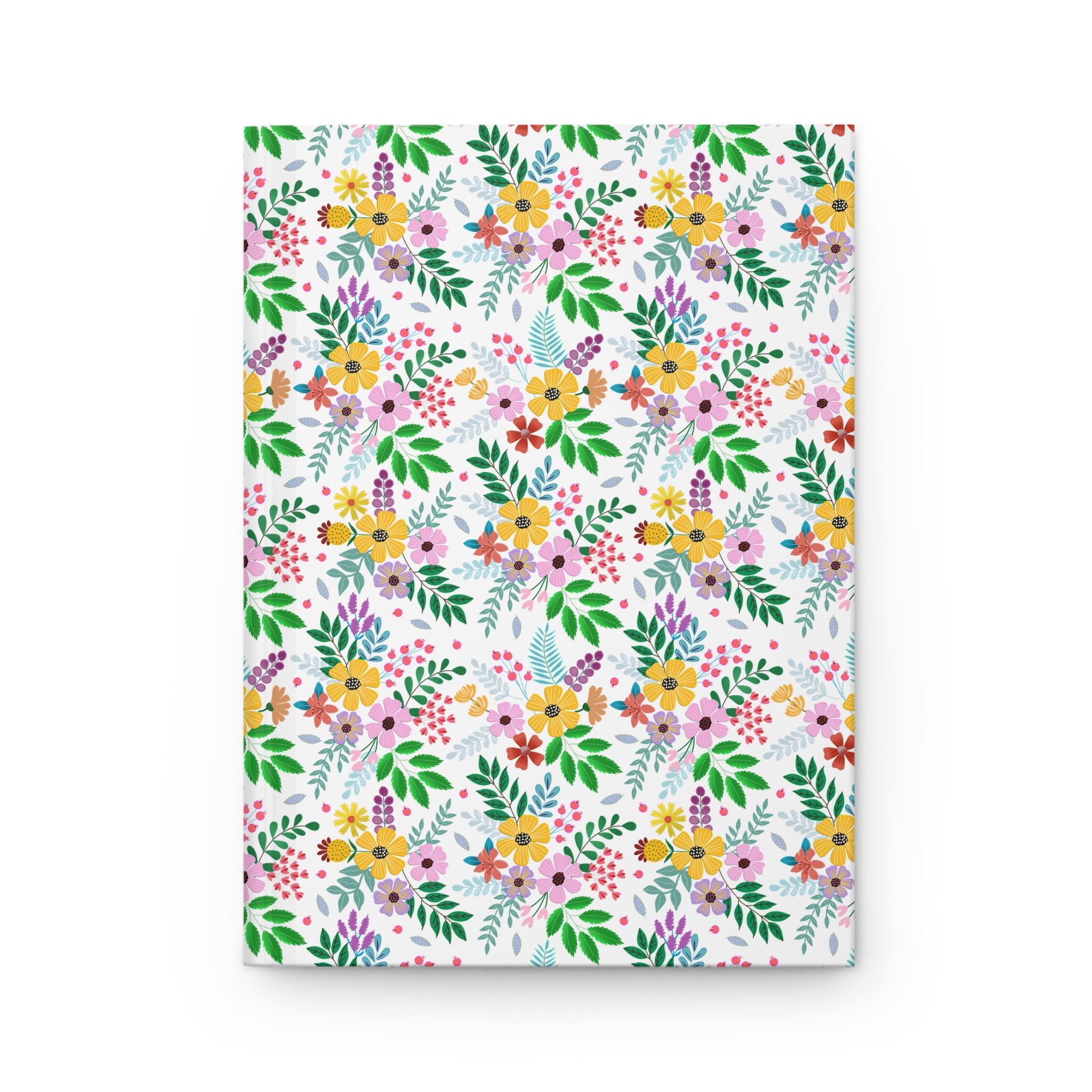 HARDCOVER JOURNAL, MATTE, RULED, 5X7, SEWN BIND, CLEAN-TEAR PAGES – BOTANICAL BURST features a vibrant floral pattern on a durable, matte laminated cover, ideal for stylish, joyful note-taking.