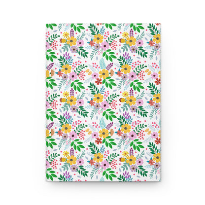 HARDCOVER JOURNAL, MATTE, RULED, 5X7, SEWN BIND, CLEAN-TEAR PAGES – BOTANICAL BURST features a vibrant floral pattern on a durable, matte laminated cover, ideal for stylish, joyful note-taking.