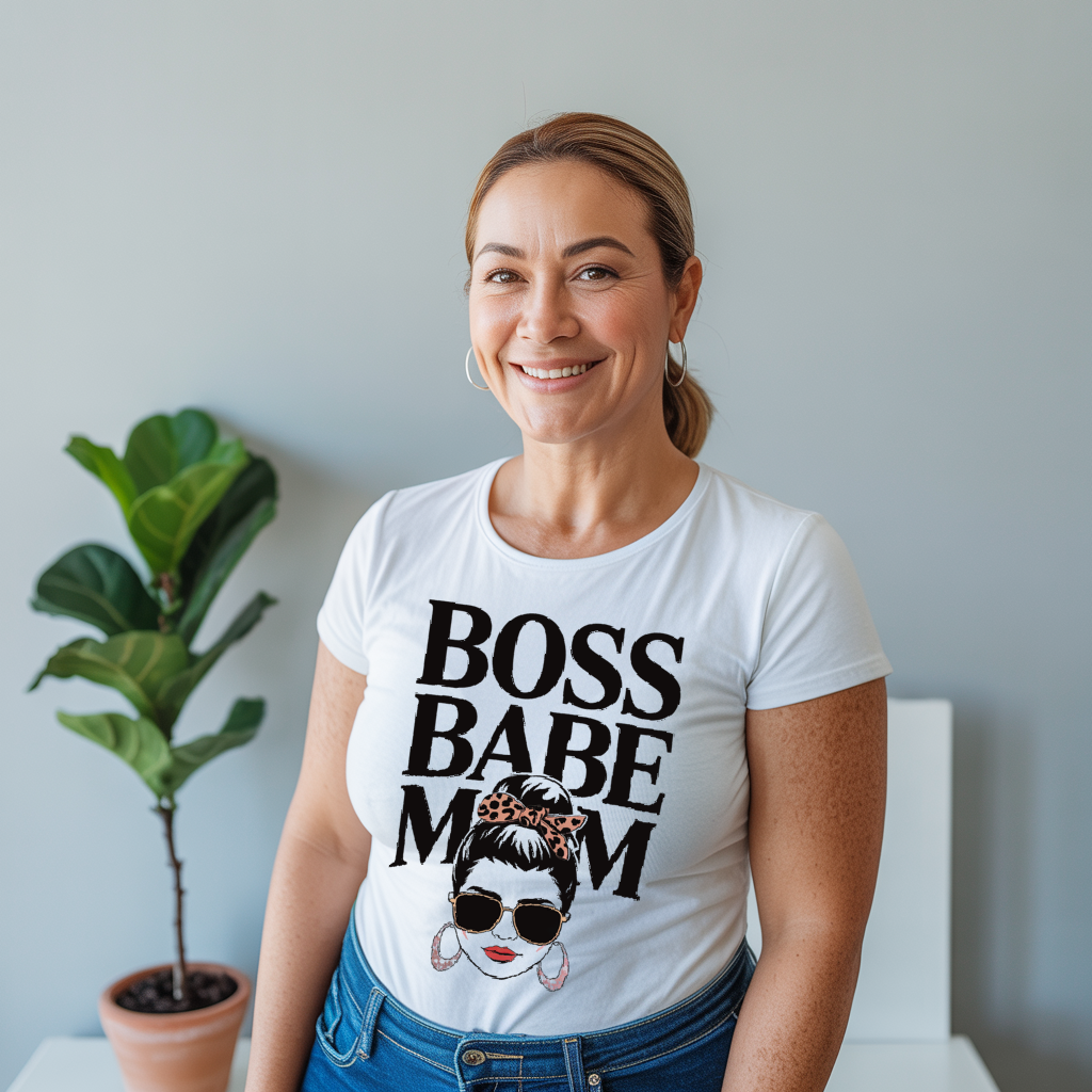 Boss Babe Mom T-Shirt features a relaxed fit and classic crew neckline, crafted from soft, garment-dyed fabric. It embodies comfort and style, perfect for hardworking moms to express empowerment.