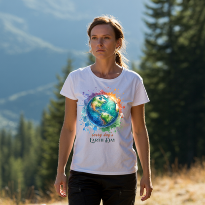 Every Day is Earth Day T-Shirt: Classic fit and crew neckline, made from 100% ring-spun cotton, embodying sustainability and comfort, reflecting FireBrook Essentials' commitment to uplifting, stylish apparel.