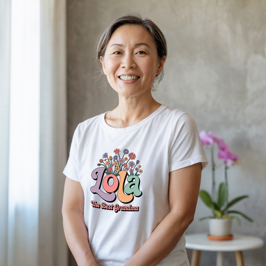 Grandma Lola for Mother's Day Comfort Colors Unisex T-Shirt featuring a 'Lola: The Best Grandma' design, showcasing heartfelt tribute to Filipino grandmothers, with durable stitching and soft, garment-dyed fabric.